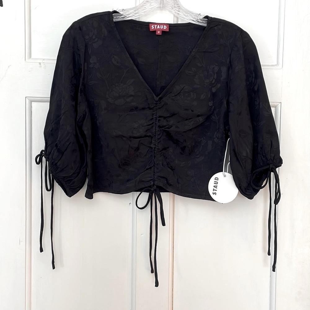 Staud Bloom Top in Black Jacquard, NWT